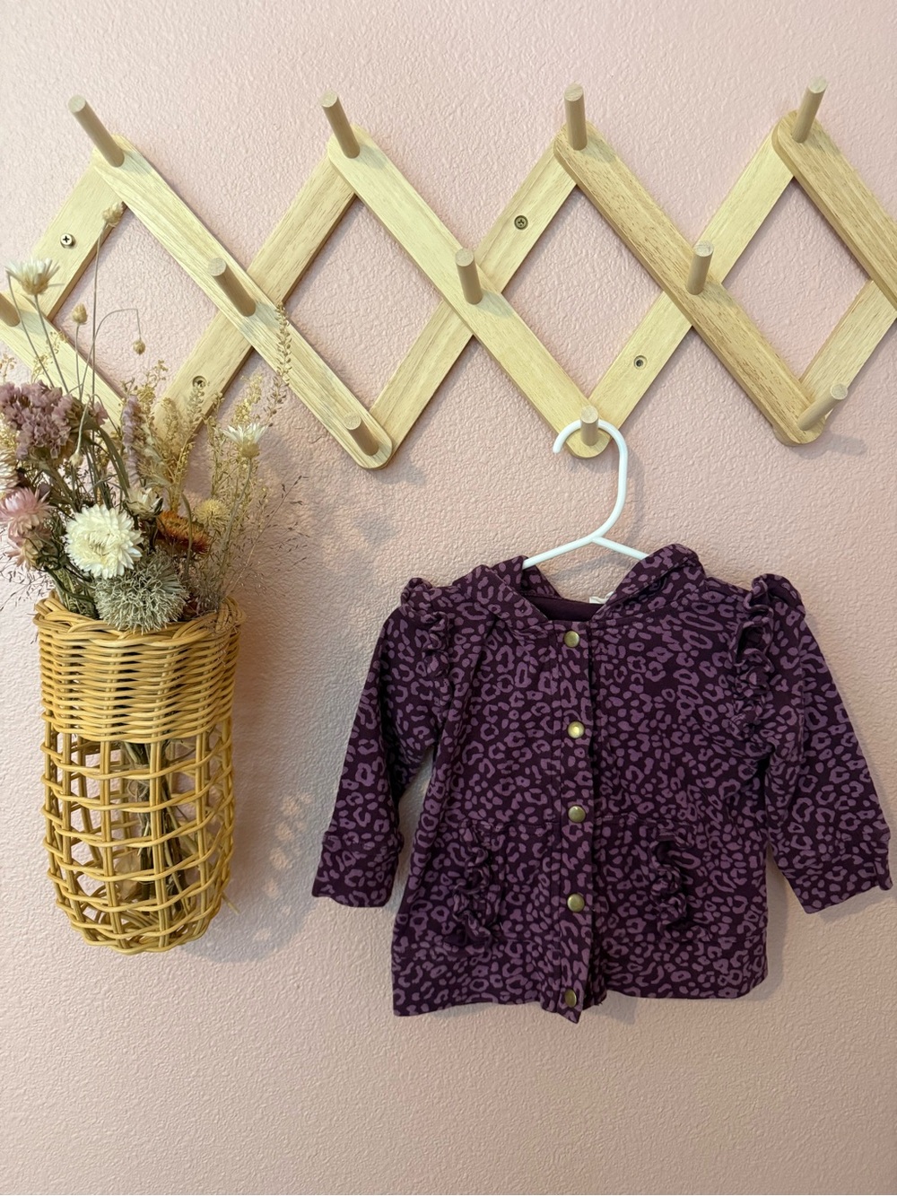 kate quinn Purple Leopard Print Button Front Hoodie